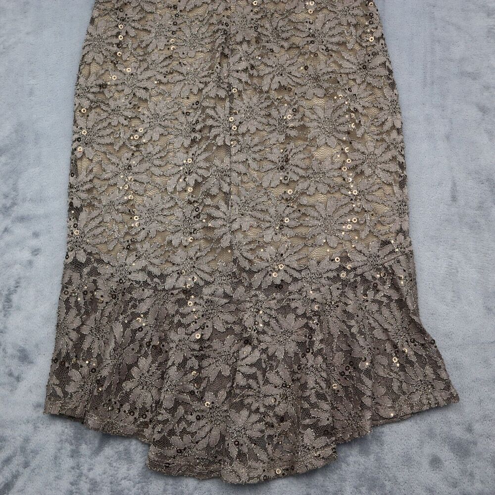 Coco Avante Dress Womens M Brown Floral Lace Sequin Sleeveless Round Neck Outfit - Picture 16 of 16